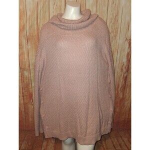 SJB Pink Long Sleeve Cowl Neck Tunic Sweater Sz XL